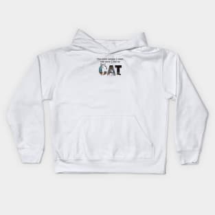 The more people I meet the more I like my cat - gray and white tabby cat oil painting word art Kids Hoodie